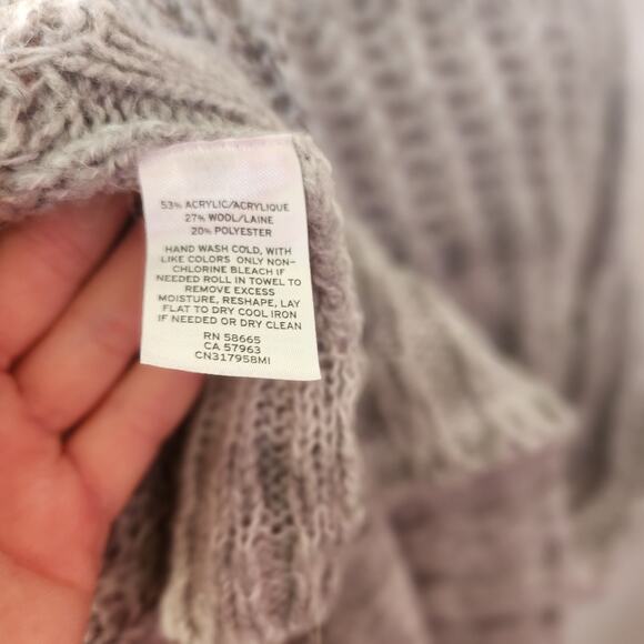 Caslon Size XS Midi Length Cardigan Sweater Duster Wool Blend Light Gray Pockets - Picture 7 of 7